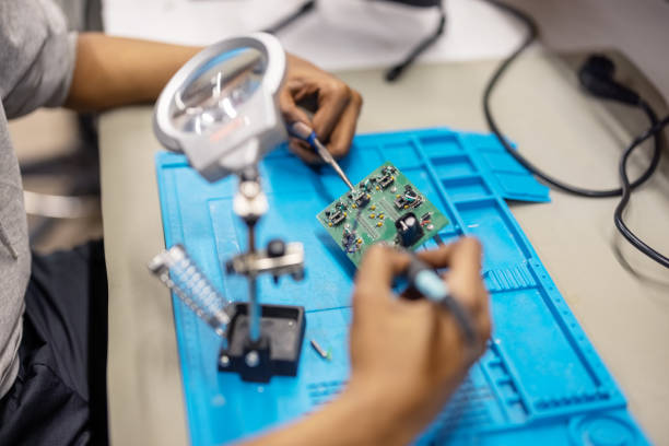 Using compressed air: Remove dust and dry the board